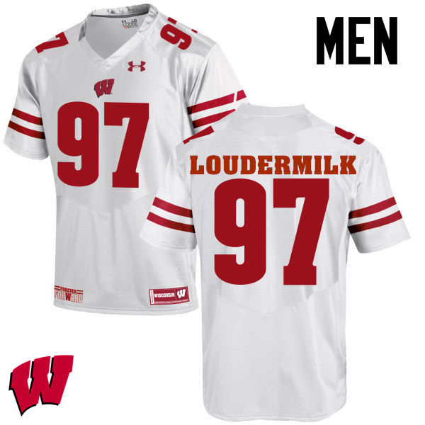 Wisconsin Badgers Men's #97 Isaiahh Loudermilk NCAA Under Armour Authentic White College Stitched Football Jersey SX40K65LA